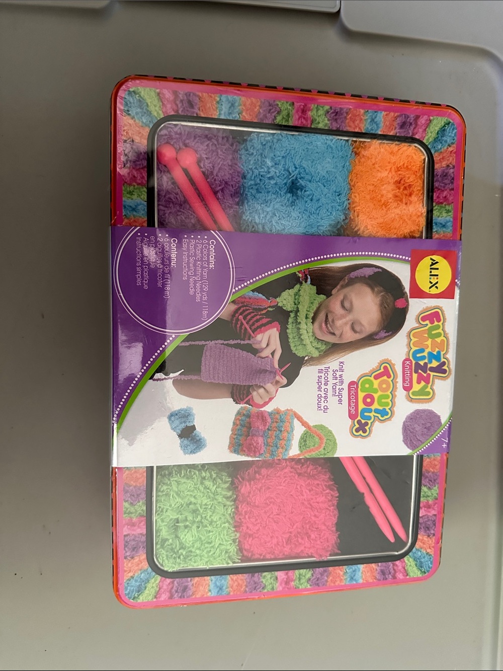 Fuzzy Knitting Kit - Pink, Green, Blue, Orange